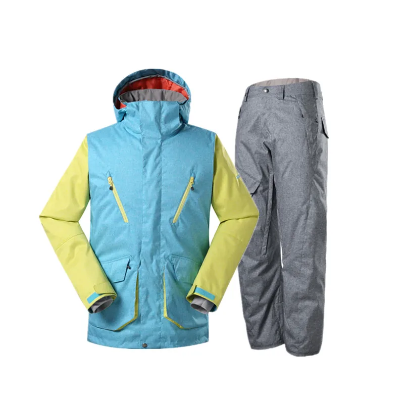 Gsou nieve juego de esquí para los hombres traje chaqueta de snowboard y Pantalones caliente wateproof invierno ropa esqui hombre Veste ski homme