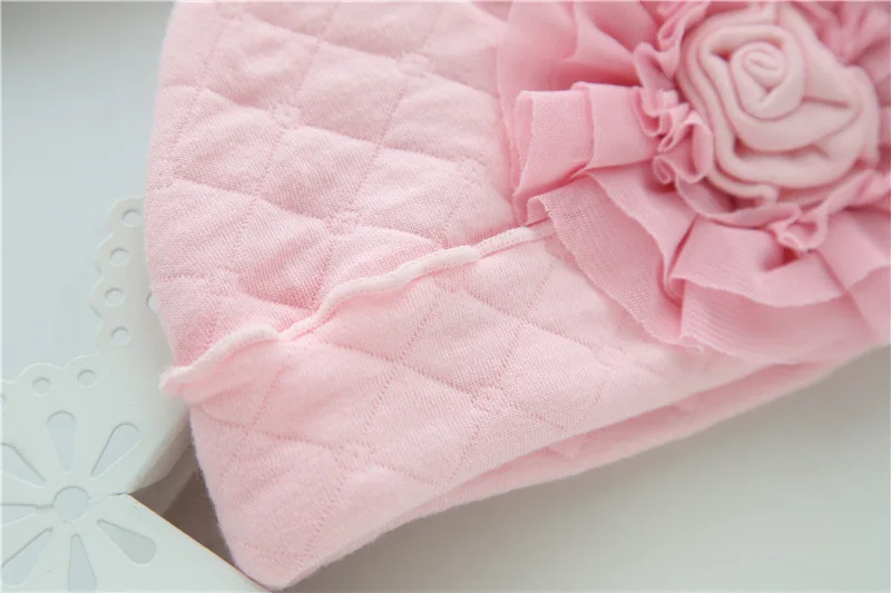 Ideacherry шляпы для девочек от 0 до 6 месяцев новорожденных розовый белый сплошной цвет утолщение милая шапочка младенческой хлопок Весна Осенние вязаные шапки