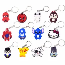 1 pc Pikachu Dos Desenhos Animados PVC Anime Figura Olá bonito da Vaquinha Crianças Brinquedo do Anel Chave de Cadeia Chaveiro Pingente de Chave Titular Moda encantos Trinket