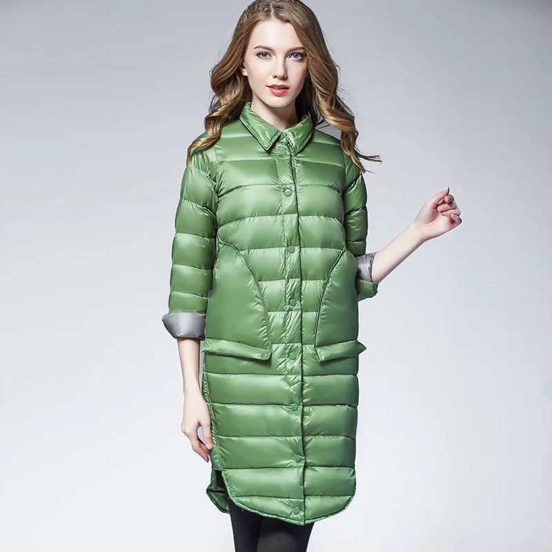 Ultra Light Down Jacket Women Long Puffer Coat Plus Size Winter Duck ...