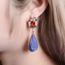 Vintage Crystal Rhinestone Teardrop Pendientes Drop Dangle Earrings For Women Fashion Flower Ear Jewelry Statement Earrings 2017 korean ear accessories fashion statement earrings boucle d oreille rhinestone flower beads tassel earrings new jewelry