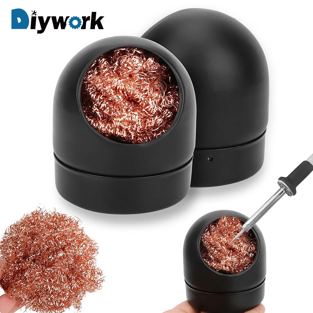 

DIYWORK Welding Soldering Solder Iron Tip Cleaner Anti-static Cleaning Device Steel Wire Remover With Stand Set