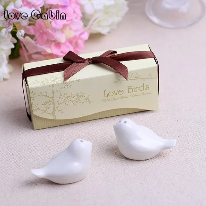 Description Picture 5 of item50pcs/lot(25boxes) Perfect little Wedding gift for guests Love birds salt and pepper shakers Wedding favors For Party Gift favor