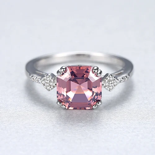 CZCITY бренд 925 стерлингового серебра кольца для Для женщин оформление морганитом ювелирные изделия резьба S925 женское кольцо De Marque De Luxe - Цвет камня: Smoke