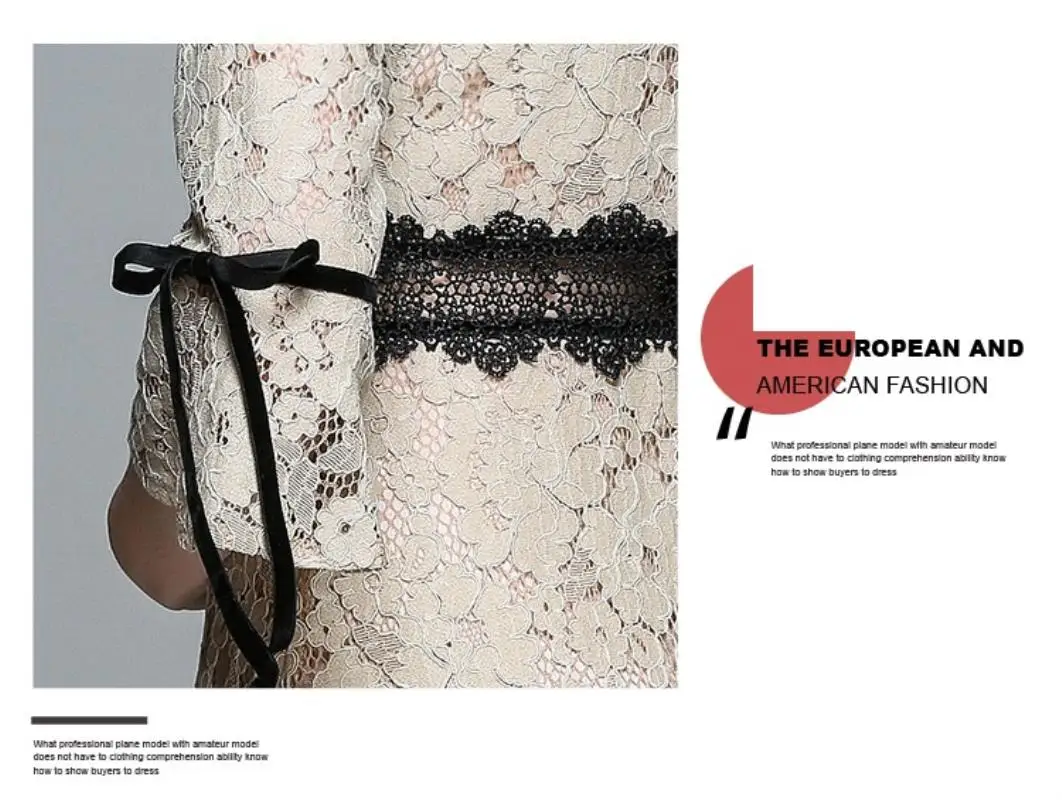 HIGH QUALITY New Fashion 2018 Runway Dress Women's Flare Sleeve Hollow out lace fishtail dress Lady Skirt Midi Dress
