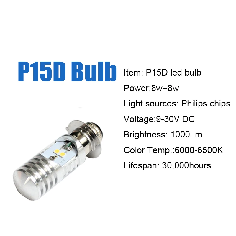 Led Motorcycle Headlight Bulbs Led 8W p15d high low HL Lamp Scooter ATV Moto Accessories Fog Lights For Suzuki (4)