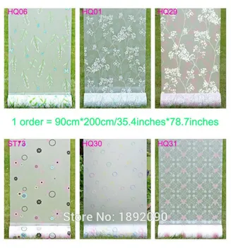 

90*200cm/35.4"*78.7" Frosted Opaque Glass Window Film Privacy Glass Stickers Home Decor Mixed Color Leaves&Flower window covers