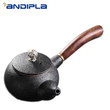 180 ml Винтаж японский черный керамический чайник Керамика сбоку рукоятки Чай горшок чайный набор кунг-фу для черный чай, пуэр Кофе посуда