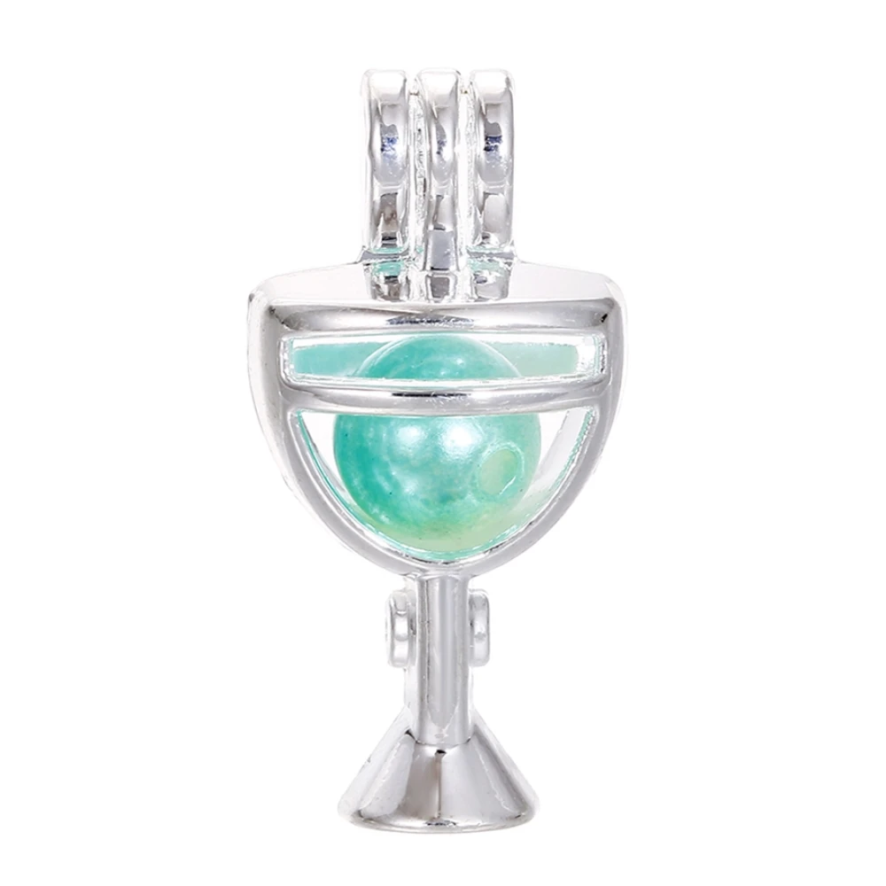 10pcs Silver Wine Glass Prize Cup Pearl Cage Jewelry Findings Locket Pendant Essential Oil Diffuser For Oyster | Украшения и