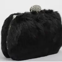 Женская сумка-клатч с натуральным кроличьим мехом, мини вечерняя маленькая сумка-почтальон