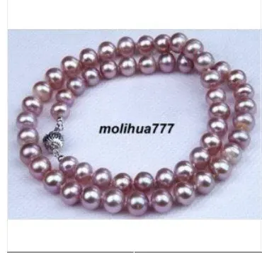 

Genuine Purple Lavender Pearl Silver Clasp Necklace