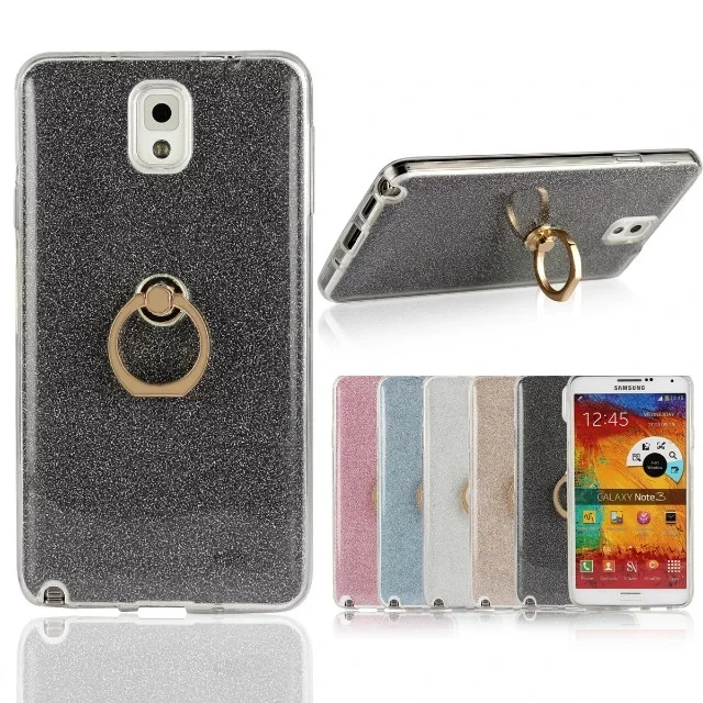 Bling Glitter Ring Holder Stand Soft TPU Phone Cover Casefor Samsung Note 3 4 5 8 Note3 Note4 Note5 Note8 Cellphone Accessories