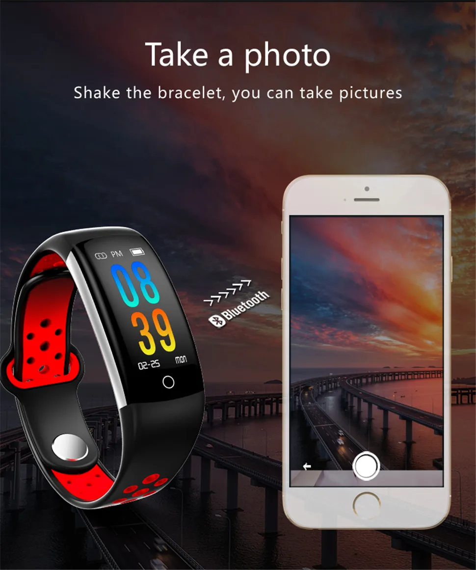 YKSO 0.96 inch LCD Smart band Waterproof Color Screen Fitness bracelet Q6 Smart Wristband Heart Rate Monitor Smart band (13)