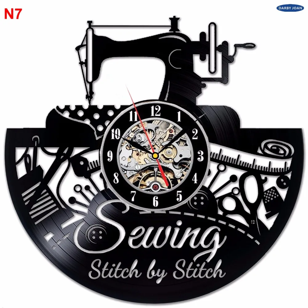 Швейные салонные настенные часы, пошив виниловых часов 12 дюймов(30 см), портной подарок(черный Заводной