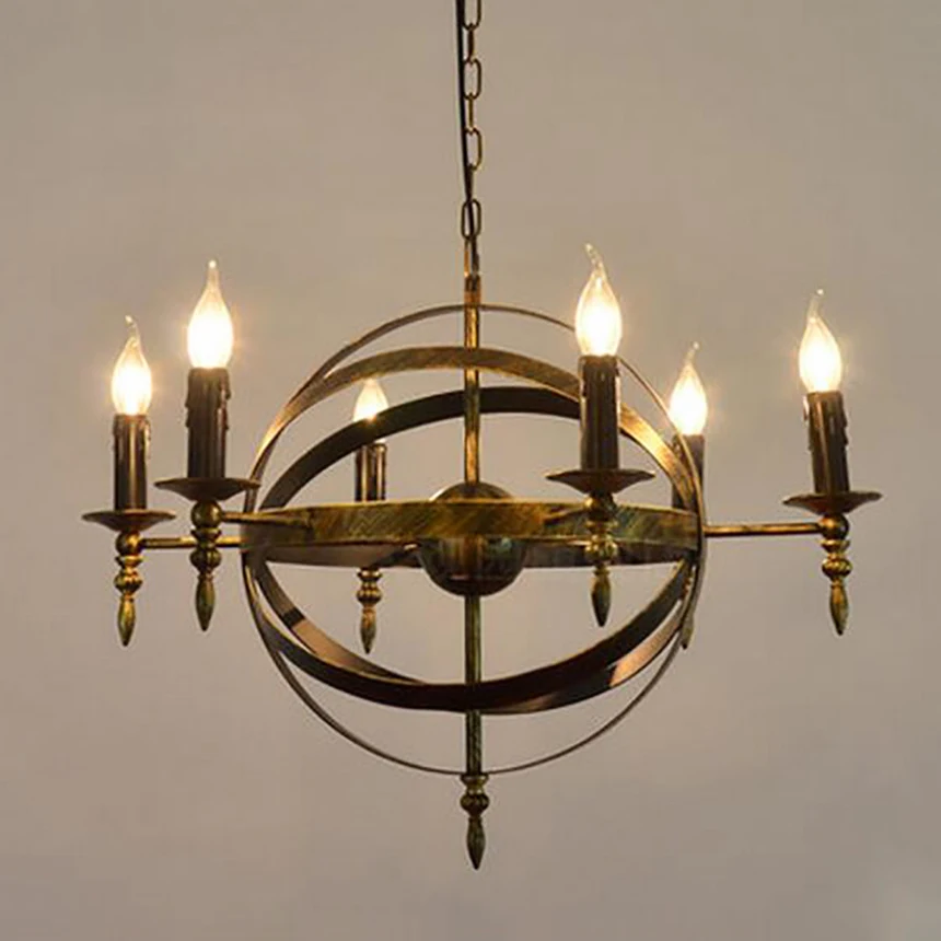 

American Country Style Loft Candle Chain Pendant Lights LED Creative Vintage Hanging Lamp For Bar Cafe Restaurant Hotel Fixtures
