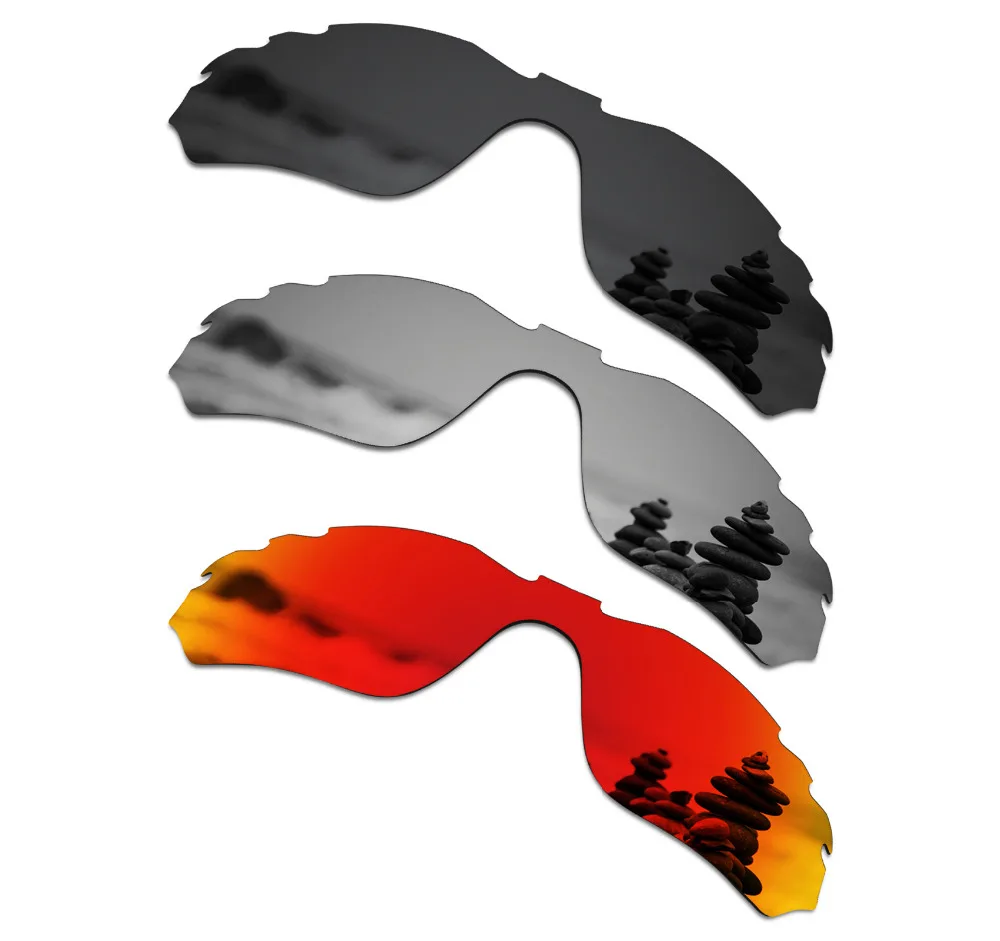 

SmartVLT 3 Pieces Polarized Sunglasses Replacement Lenses for Oakley Radar Edge Vented Black & Silver Titanium & Fire Red