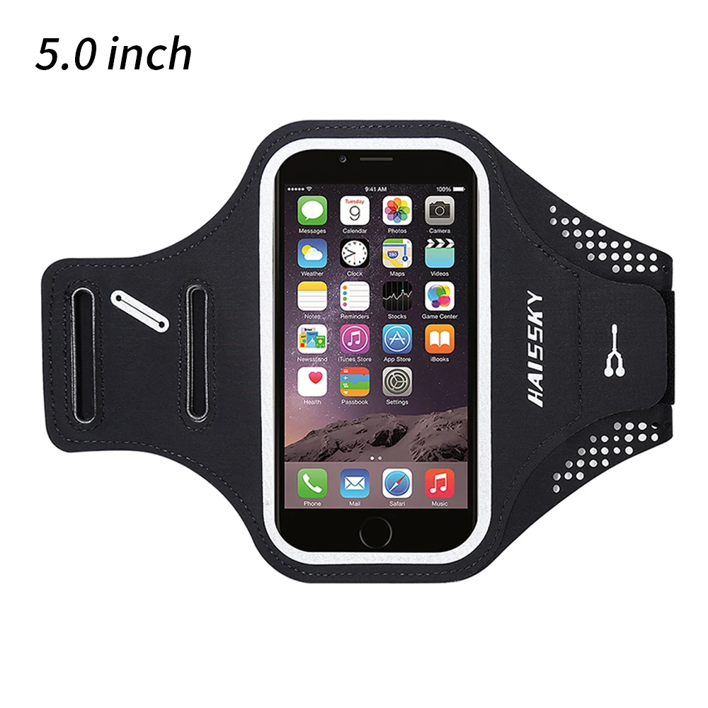 HAISSKY Sport Running Armband Case For iPhone XS Max XR X 6 6s 7 8 Plus Belt On Hand Arm Band For Samsung S10 Plus Xiaomi Huawei - Цвет: L Black