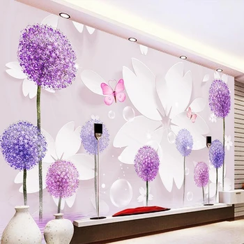 

Custom 3D Room Landscape Wallpaper Dandelion Flowers Butterfly Wall Mural Study Room Wall Paper Sofa Backdrop Home Improvement