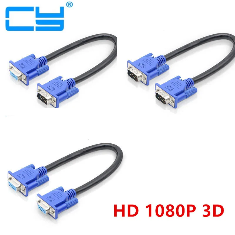 

25 cm HD15Pin VGA D Sub-Cabo Curto Cabo de Video Macho para Macho M/M para o Monitor