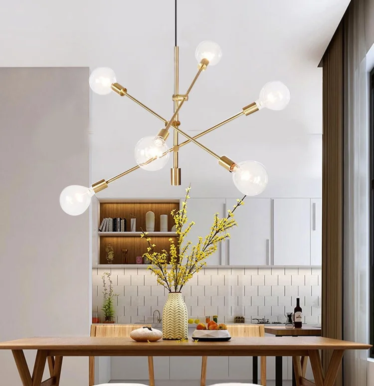 AC 220 V ретро современный светодиодный люстра простой блеск E27 Крытая гостиная освещение кухня ресторан люстра лампы