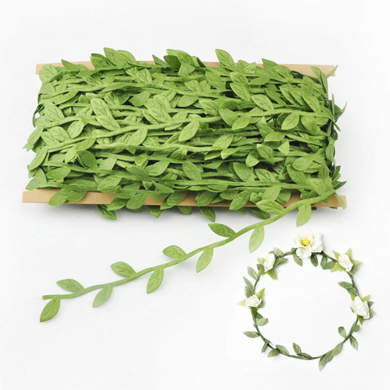 40 м зеленые листья декорированные веревки ленты DIY ручные деревенские Свадебные украшения вечерние тканевые декоративные подарочные упаковочные веревки