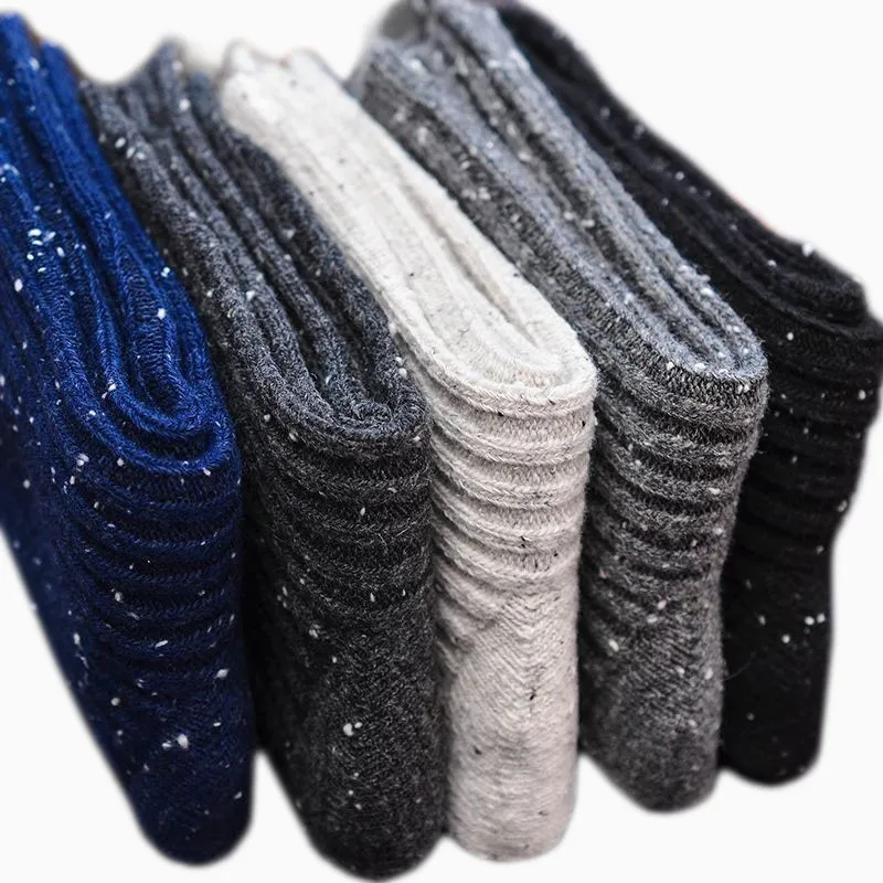 

CHAOZHU 5 pairs men's warm winter wool socks thicken high quality fashion mixed colors Merino wool snow day home male socks