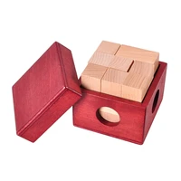 IQ Wooden Soma Cube Red Wooden Box with Cube Puzzle Logic Brain Teaser Wood Game Toys 3D Puzzles for Teens Adults Children Gifts 1