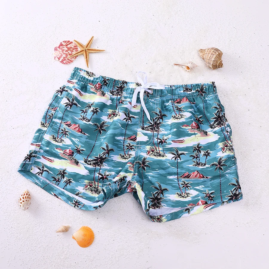 Для Мужчин's пляжные трусы Новинка года кокосовой пальмы печатных быстросохнущие дышащие шорты для плавания мужские домашние шорты пляжная одежда