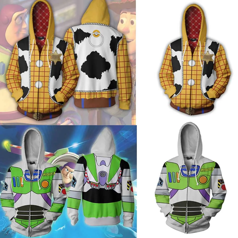 

Toy Story buzz lightyear Cosplay Costume Anime Toy Story Hoodies Sweatshirts 2019 Adult Kids 3D Printing zipper Hooded sweater