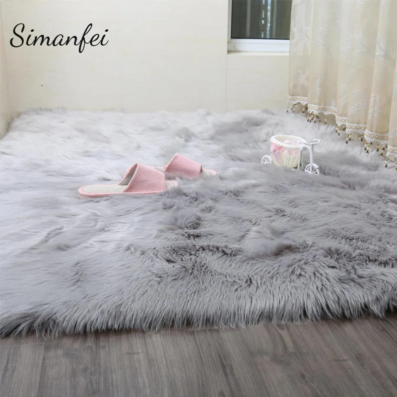 Simanfei Hairy Carpets 2018 New Sheepskin Plain Fur Skin Fluffy Bedroom Faux Mats Washable Artificial Textile Area Square Rugs Simanfei Hairy Carpets 2018 New Sheepskin Plain Fur Skin Fluffy Bedroom Faux Mats Washable Artificial Textile Area Square Rugs