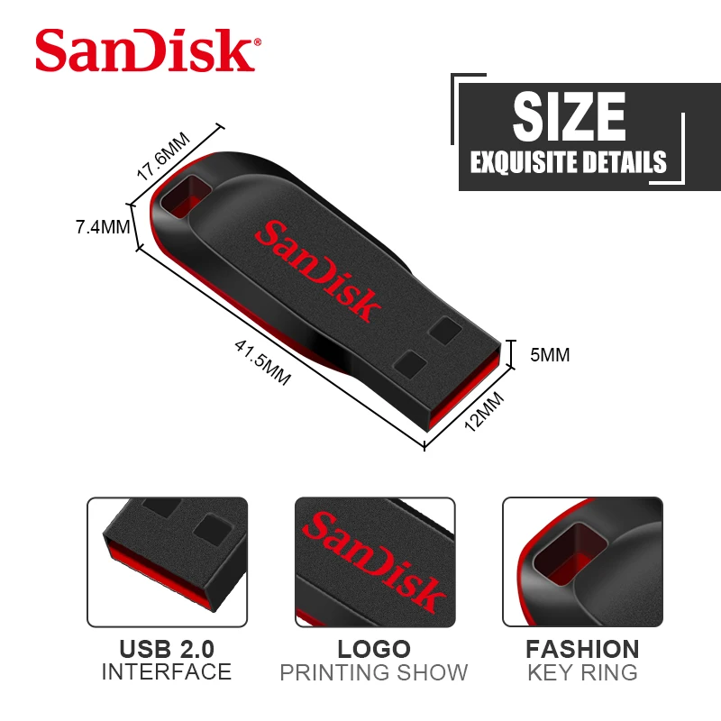 USB флеш-накопитель SanDisk CRUZER BLADE CZ50 USB 2,0 128 г 64 г 32 г 16 г 8 г 4 г мини-накопитель Флешка поддержка официальной проверки