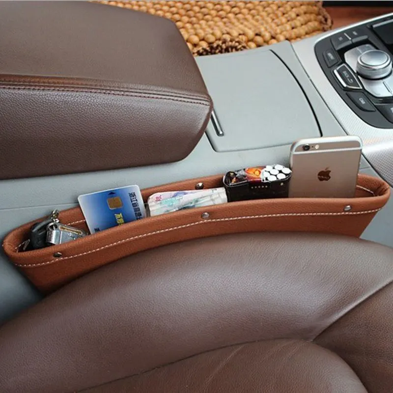 

Urijk Storage Mobile Container Boxes Car Seat Organizer Box Slit Gap Pocket Storage Box lot Box Leather For Books/Phones/Cards