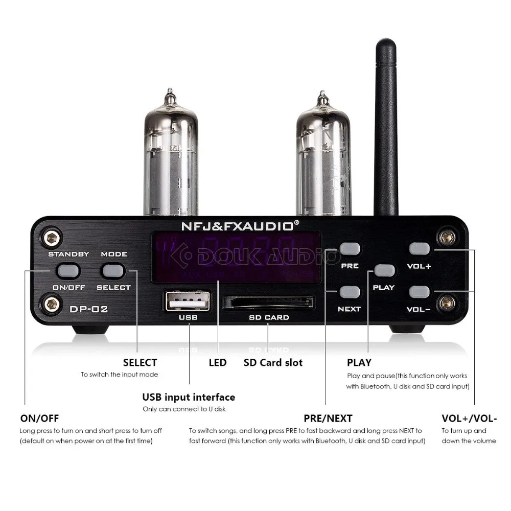 Nobsound Mini HiFi 6K4 ламповый предусилитель с U диском/SD картой/Bluetooth/3 5 мм