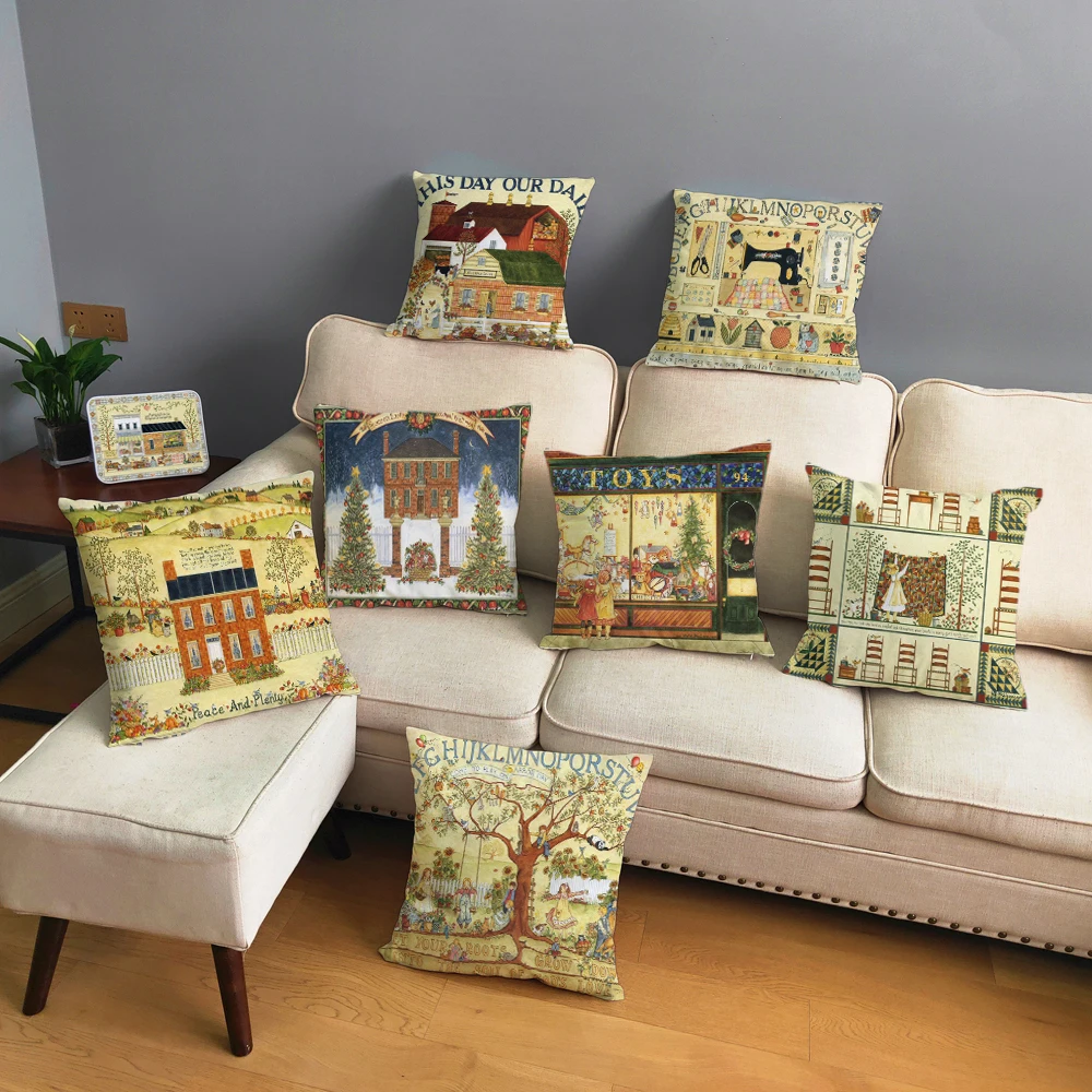 

Vintage Style Cushion Cover Super Soft Short Plush Throw Pillow Case 45*45 Square Pillows Covers Car Sofa Home Decor Pillowcase