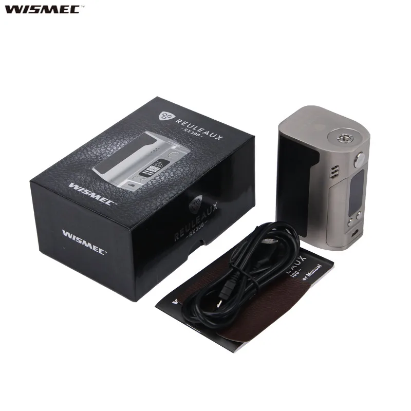 Оригинальный wismec reuleaux RX300 TC 300 Вт поле Mod Vape питается от четырех 18650 батареи с углеродного волокна и кожа версия