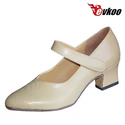 Evkoodance латинских танцев Обувь Для женщин кожаные туфли женские на низком каблуке 5 см кожа Материал черный и хаки Evkoo-329