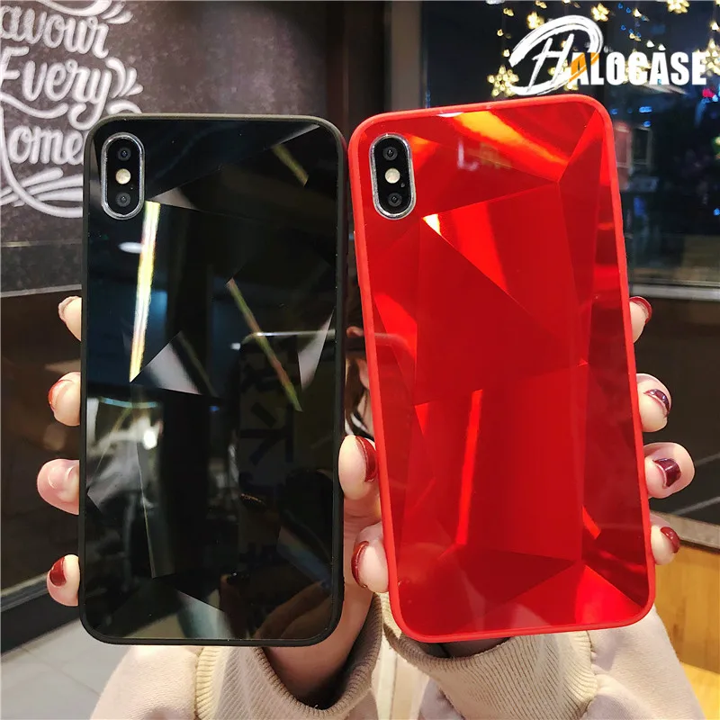 

Luxury 3D Diamond Texture Case for iPhone 7 Cases for iPhone 6 6S 7 8 Plus X XS Max XR Slim Case with Mirror Pattern Phone Case