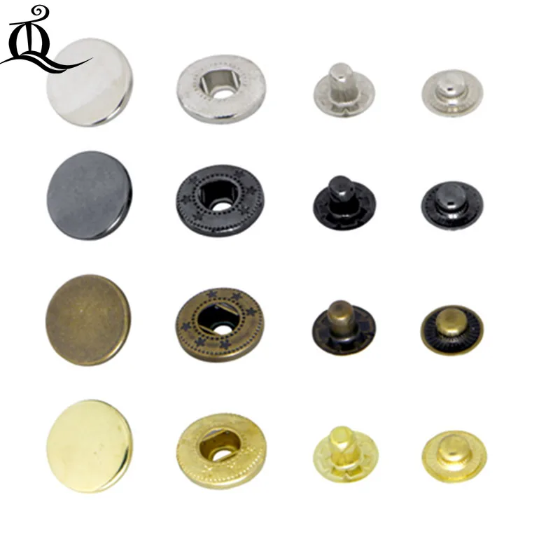 

30pcs 831 15mm gold&silver&black&broze Metal Press Studs Sewing Button Snap Fasteners Sewing Leather Craft Clothes Bags