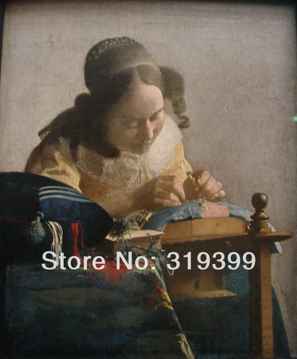 

Johannes Vermeer 100% handmade Linen Canvas Oil Painting Reproduction,the-lacemaker ,Free DHL,Old Master Painting