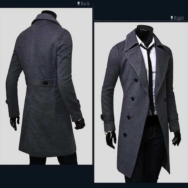 Goedkoop Aliexpress selling Europese stijl double breasted jas verlengd eenvoudige luxe wollen jas mannelijke