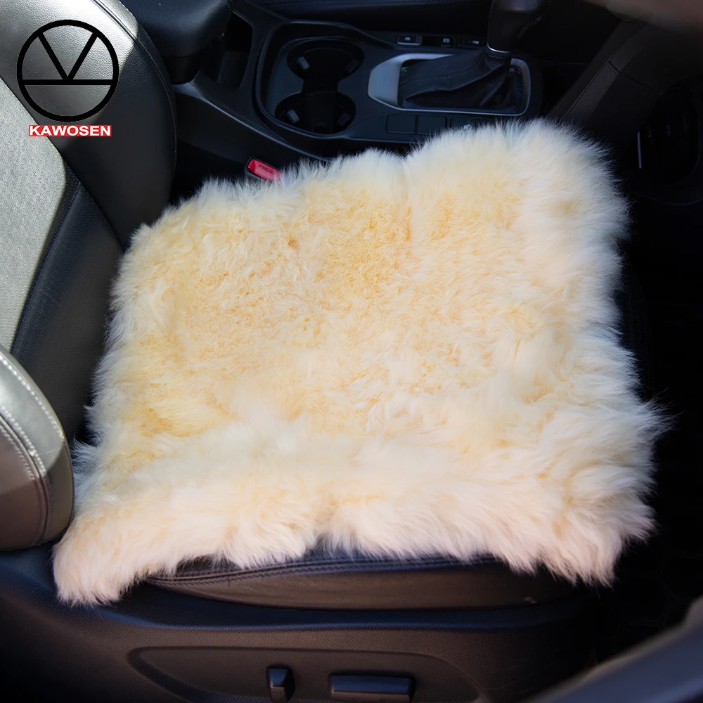 

KAWOSEN Universal Australian Pure Natural Wool Seat Cover 45x45cm Winter Cute Car Cushion, Sewed Sheepskin Fur Seat Covers WSC04