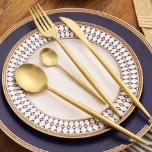 LEKOCH Oro juego de Cubiertos Juegos de Cubiertos de Oro 18/10 de Acero Inoxidable Cucharadas Vajilla Cena Cuchillo y Tenedor Conjunto de Vajilla Conjunto