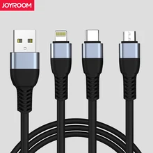 Joyroom 1,5 м Мобильный телефон передачи данных кабель Micro Тип usb C Lightning 3 в 1 USB кабель Android iOS быстро зарядный кабель