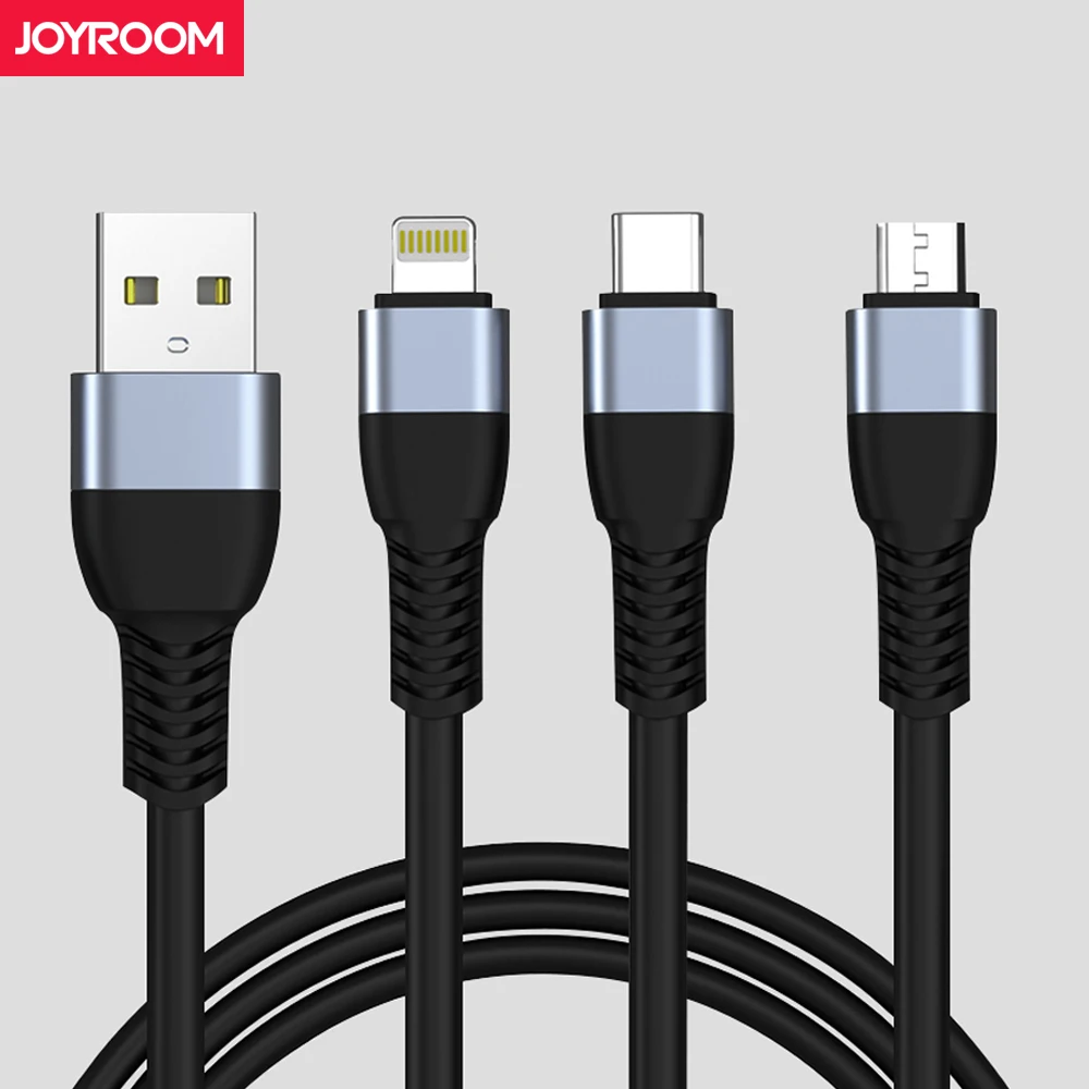 

Joyroom 1.5m Mobile Phone Data Transmission Cable Micro USB Type C Lightning 3 in 1 USB Cable Android iOS Fast Charging Cable