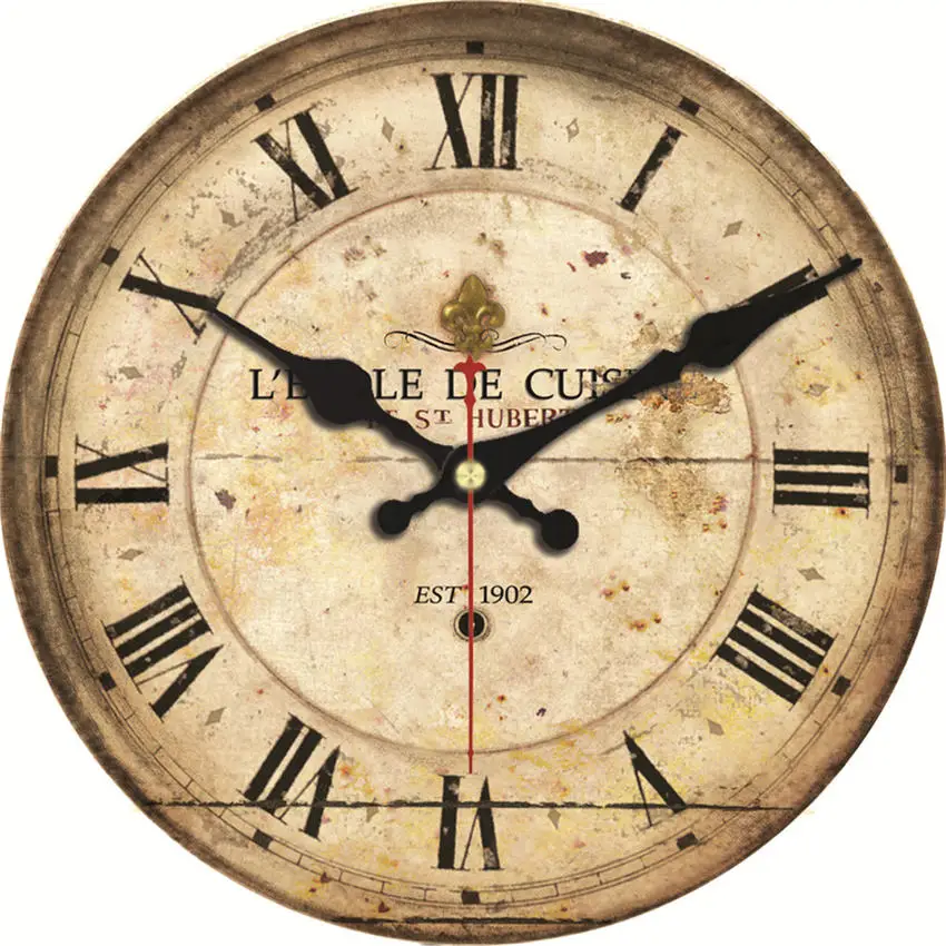 Vintage Abstract Roman Numerals Easy To Read 16 inch  Wooden Cardboard Wall Clock CHIANTI CLASSICO Clock For Living Room Decor 