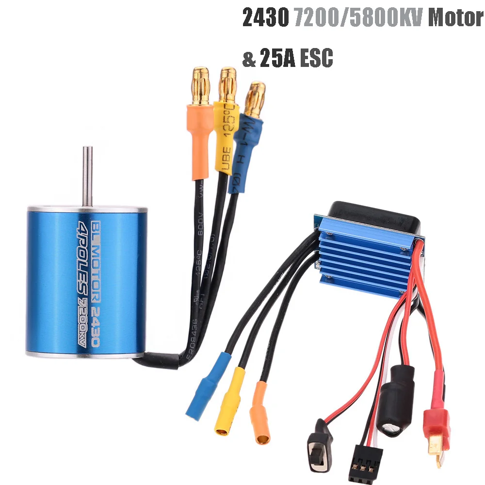 Koop 2430 5800KV 7200KV 4P Sensorless Borstelloze Motor 25A Borstelloze ESC Electric Speed Controller voor 1 16 1 18 RC Auto truck SUV