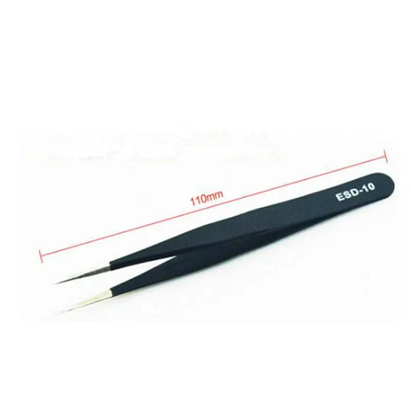 NEW 1PCS ESD-10 Antimagnetic acid tweezers high elastic stainless steel tip tweezers anti-static tweezers