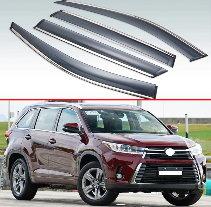 For Toyota HIGHLANDER 2015 2016 2017 2018 Plastic Exterior Visor Vent Shades Window Sun Rain Guard Deflector | Автомобили и