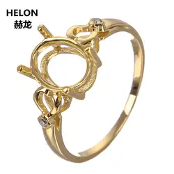 Solid 14 k желтое золото природных алмазов Обручение обручальное кольцо 6x8 мм овальным вырезом кольцо Маунт Semi White Rose Gold дополнительно