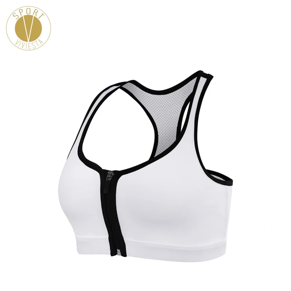 zip front racerback sports bra